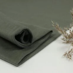 Bio Bündchen Stoff Uni Khaki Grün Stoffonkel
