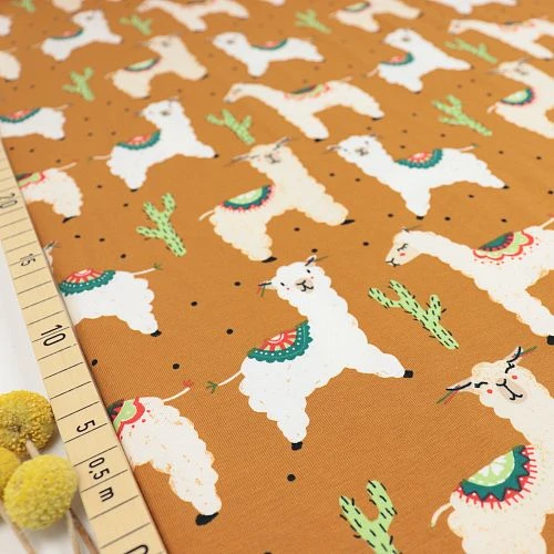 Bio Jersey Motiv Alpakas Von Stoffonkel In Messing 3 Bio Jersey Motiv Alpakas Von Stoffonkel In Messing