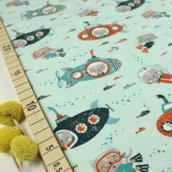 Bio Jersey Motiv Diving Cat Mint Von Stoffonkel