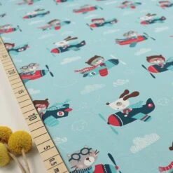 Bio Jersey Motiv Flieger Von Stoffonkel In Hellblau