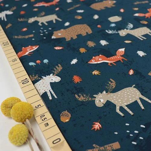 Bio Jersey Motiv Fuchs, Elch Und Bär In Water By Night Von Stoffonkel 3 Bio Jersey Motiv Fuchs, Elch Und Bär In Water By Night Von Stoffonkel