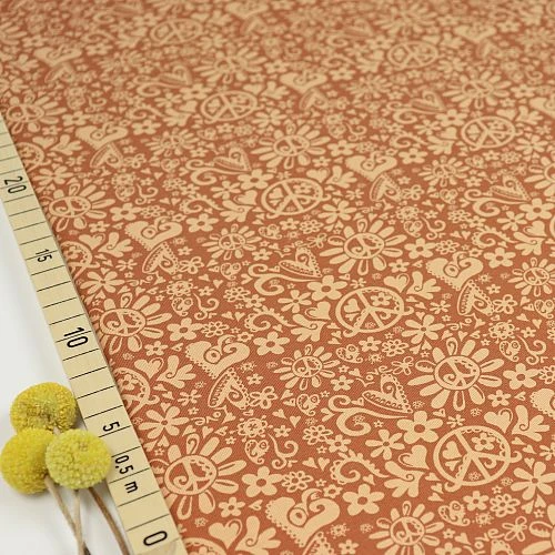 Bio Jersey Motiv Happy Peace In Karamell Von Stoffonkel 3 Bio Jersey Motiv Happy Peace In Karamell Von Stoffonkel