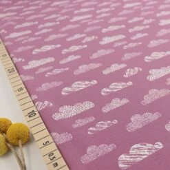 Bio Jersey Motiv Wolken Von Stoffonkel In Vintage Rose