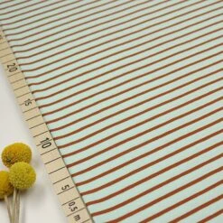 Bio Jersey Stoff Streifen Aquamint Karamell Ringeljersey Stoffonkel