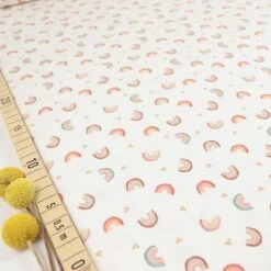 Bio Jersey Watercolour Rainbows In Off White