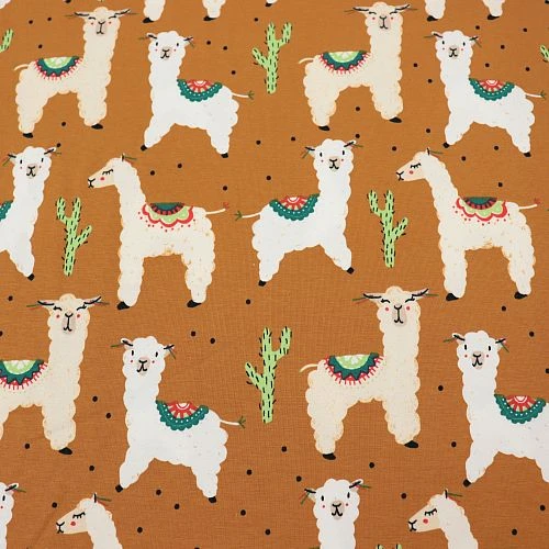 Bio Jersey Motiv Alpakas Von Stoffonkel In Messing 4 Bio Jersey Motiv Alpakas Von Stoffonkel In Messing – Bild 2