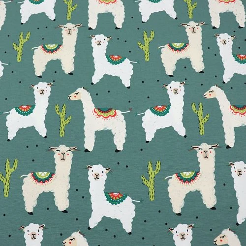 Bio Jersey Motiv Alpakas Von Stoffonkel In Staubgrün 4 Bio Jersey Motiv Alpakas Von Stoffonkel In Staubgrün – Bild 2