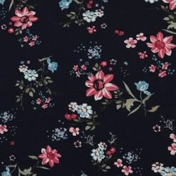 Bio Jersey Motiv Blütentraum Von Stoffonkel In Dunkelblau -STOFFBIOTOP Verkäufe Jersey Motiv Bluetentraum von Stoffonkel in 451 1