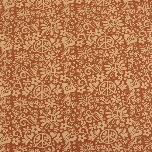 Bio Jersey Motiv Happy Peace In Karamell Von Stoffonkel 4 Bio Jersey Motiv Happy Peace In Karamell Von Stoffonkel – Bild 2