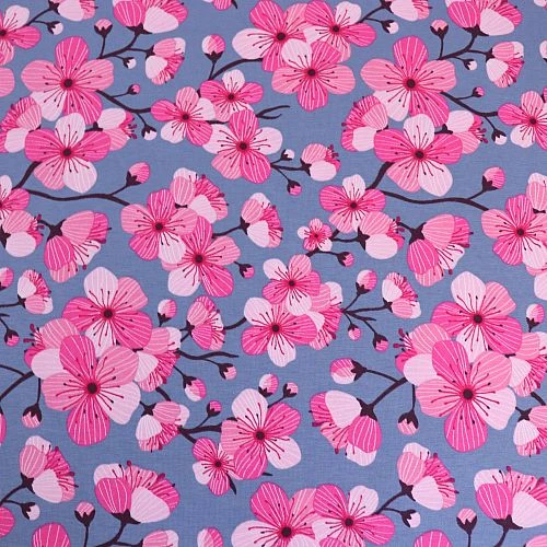 Bio Jersey Motiv Sakura In Blau Von Stoffonkel 4 Bio Jersey Motiv Sakura In Blau Von Stoffonkel – Bild 2