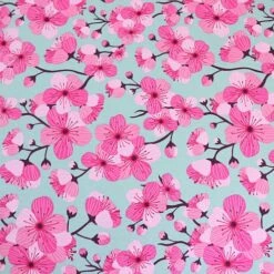 Bio Jersey Motiv Sakura In Grün Von Stoffonkel -STOFFBIOTOP Verkäufe Jersey Motiv Sakura in gruen von 1488 1