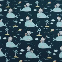 Bio Jersey Motiv Travel Bear In Water By Night Von Stoffonkel -STOFFBIOTOP Verkäufe Jersey Motiv Travel Bear in water 2003 1