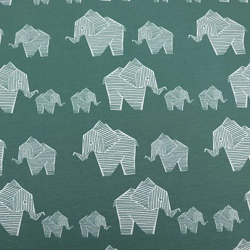 Bio Jersey Origami Motiv Elephant Von Stoffonkel In Staubgrün 4 Bio Jersey Origami Motiv Elephant Von Stoffonkel In Staubgrün – Bild 2
