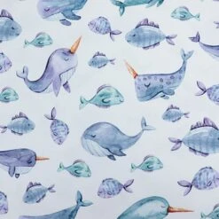 Bio Jersey Sea Animals White 6 Bio Jersey Sea Animals White -STOFFBIOTOP Verkäufe Jersey Sea Animals white Bio 2054 1