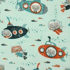 Bio Jersey Motiv Diving Cat Mint Von Stoffonkel -STOFFBIOTOP Verkäufe Motiv Diving Cat mint von Stoffonkel 893 2