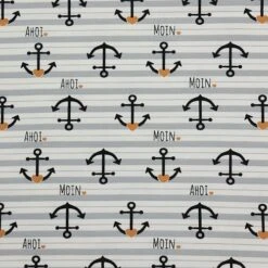 Bio Jersey Motiv Goldanker Von Stoffonkel In Weiß Grau Gestreift -STOFFBIOTOP Verkäufe Motiv Goldanker von Stoffonkel in weiss 594 2