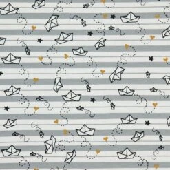 Bio Jersey Motiv Goldschiffchen Von Stoffonkel In Weiß Grau Gestreift -STOFFBIOTOP Verkäufe Motiv Goldschiffchen von Stoffonkel in weiss 817 2