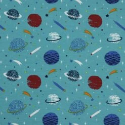 Bio Jersey Motiv Planeten Türkis Von Stoffonkel -STOFFBIOTOP Verkäufe Motiv Planeten tuerkis von Stoffonkel Bio 769 2