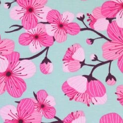 Bio Jersey Motiv Sakura In Grün Von Stoffonkel -STOFFBIOTOP Verkäufe Motiv Sakura in gruen von Stoffonkel 1488 2