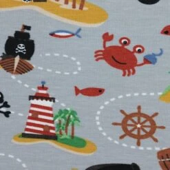 Bio Jersey Pirate Island In Light Grey -STOFFBIOTOP Verkäufe Pirate Island in Light Grey Bio 2138 2