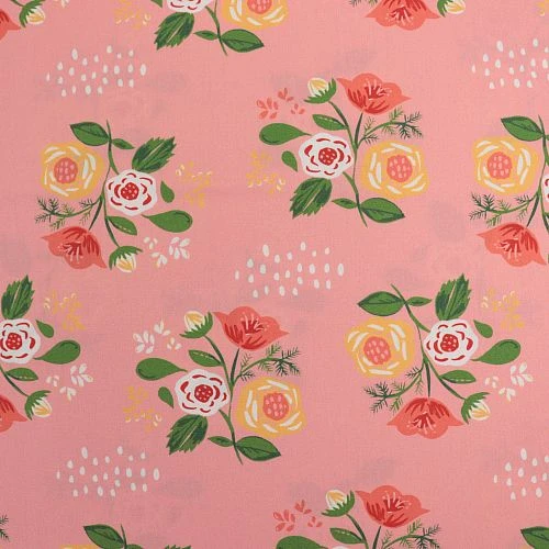Bio Popeline Baumwollstoff Bouquet On Pink Von Monaluna 4 Bio Popeline Baumwollstoff Bouquet On Pink Von Monaluna – Bild 2