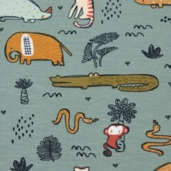 Bio Jersey Safari Animals In Old Green -STOFFBIOTOP Verkäufe Safari Animals in old green Bio 1802 2