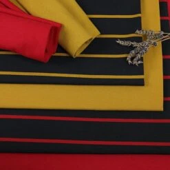 Bio Jersey Stoff Streifen Navy Ocker Streifenjersey -STOFFBIOTOP Verkäufe Stoff Streifen navy ocker Streifenjersey Bio 539 2