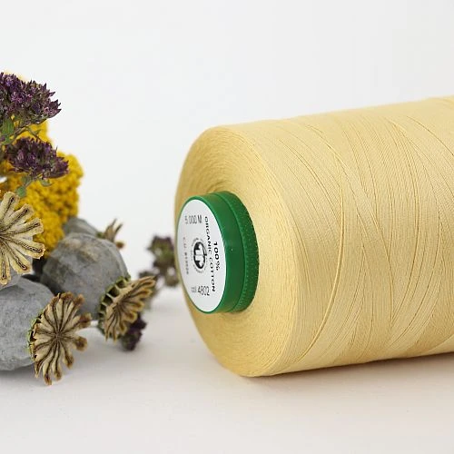 Nähgarn Strohgelb 100% Bio Baumwolle Scanfil 5000m Kone 4 Nähgarn Strohgelb 100% Bio Baumwolle Scanfil 5000m Kone – Bild 2
