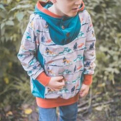 Bio Jersey Stoff Bagger Und Traktor Grau -STOFFBIOTOP Verkäufe Traktor grau Bio Jersey Stoff Bagger 194 5