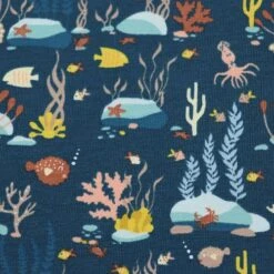 Bio Jersey Unterwasserwelt In Dunkelblau -STOFFBIOTOP Verkäufe Unterwasserwelt in dunkelblau Bio Jersey 1831 2