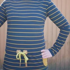 Bio Jersey Stoff Streifen Navy Ocker Streifenjersey -STOFFBIOTOP Verkäufe navy ocker Streifenjersey Bio Jersey Stoff 539 4