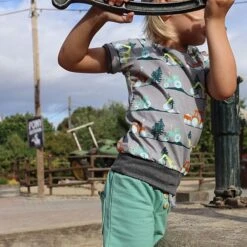 Bio Jersey Stoff Bagger Und Traktor Grau -STOFFBIOTOP Verkäufe und Traktor grau Bio Jersey Stoff 194 4