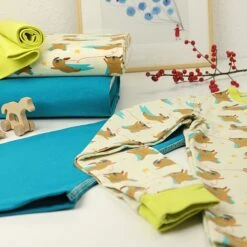 Bio Jersey Motiv Supermops Von Stoffonkel In Beige/weiß -STOFFBIOTOP Verkäufe von Stoffonkel in beige weiss Bio 453 4